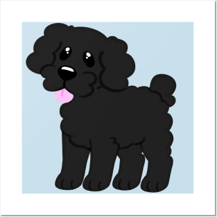 Simple Black Poodle - Blue Posters and Art